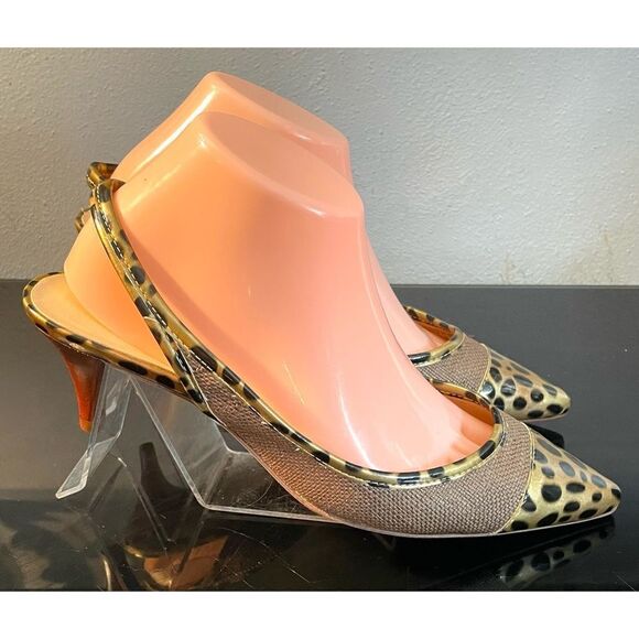 Talbots New slingbacks brown with leopard pattern 8.5 M Pointed Front Slip On - Picture 4 of 10